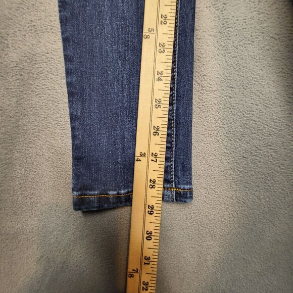 Kancan Jeans Juniors Size 5 Blue Mid Rise Skinny Leg Distressed Stretch Denim - Picture 6 of 10